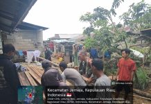 Serda R.A. Binran Gotong Royong Bantu Warga Bangun Panggung Resepsi Pernikahan di Desa Landak