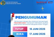 Libur Tahun Baru Islam 1448 H, Pelayanan Kantor Pertanahan Buton Tengah Tutup Sementara pada 16 Juni 2026