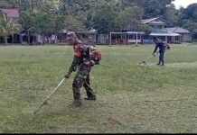 Jelang Upacara HUT Anambas ke-18, Babinsa Koramil 04/Letung Gotong Royong Bersama Lintas Instansi