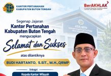 Kantah Buton Tengah Sampaikan Selamat atas Dilantiknya Budi Hartanto Sebagai Kakanwil BPN Kepulauan Riau